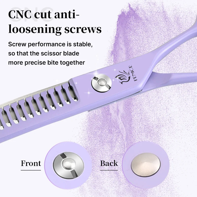 Fenice Professional 6.5/7.0/7.5 inch JP440C Steel Colorful Pink/Purple Curved Chunker Scissors Shears for Pet Grooming Tools dog grooming scissors
