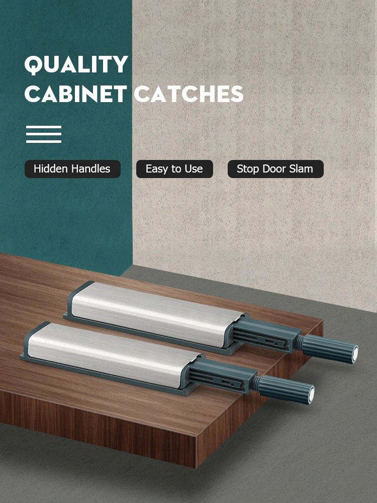 KAK 10PCS Cabinet Catches Stainless Steel Push to Open Hidden Cabinet Handle Soft Closer Door Hardware