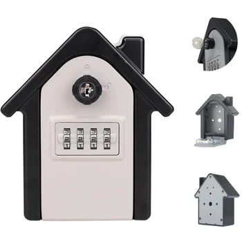 Large Alloy Key Lock Box 4 Digit Combination Security Lock Large Space for Home Office Key Safe Secret Storage Box Organizer 1
