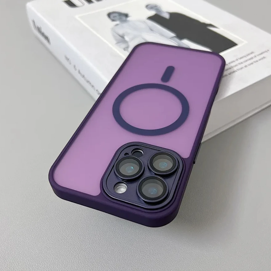Magnetic Luxury Matte Translucent Shockproof Armor Case with Magsafe Compatibility