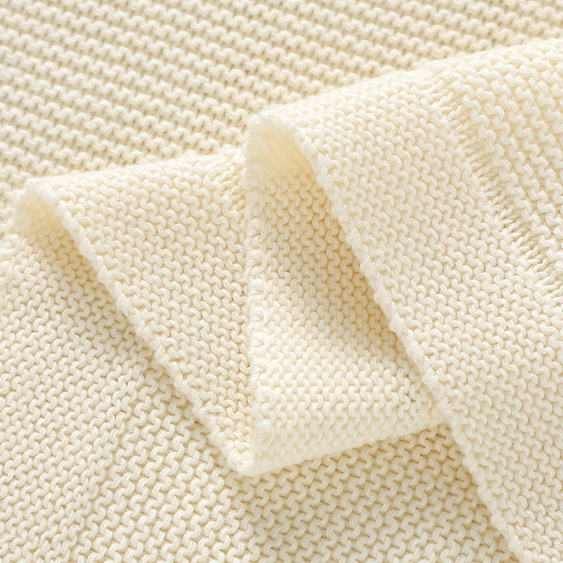 Baby Blanket Cotton Knitted Newborn Girl Boy Bed Sleepsack Soft Stroller Swaddler Warp Fashion Solid Quilt 100*80CM Infant Plaid 5