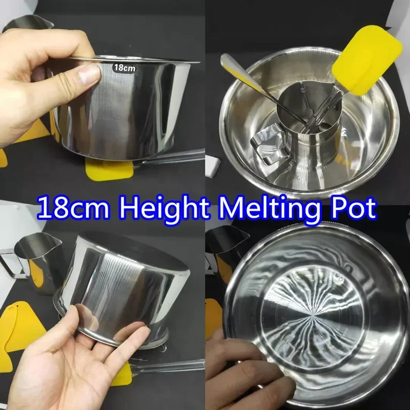 A Set of Soap Making Tools DIY Candle Kits Soy Wax Melts Material Pot 350ml Cup/Mug Mixing Spoon Tweezers 18cm Wax Melting Pot handmade soap