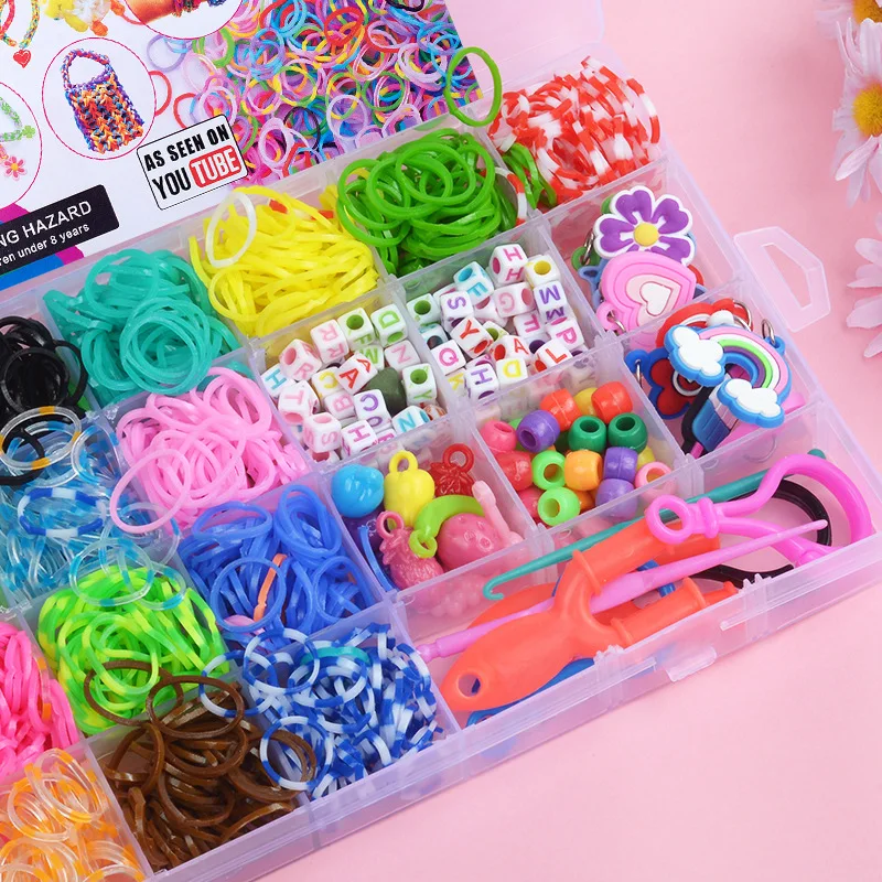Juego de bandas de telar de goma de colores para niñas, Kit de herramientas  para tejer