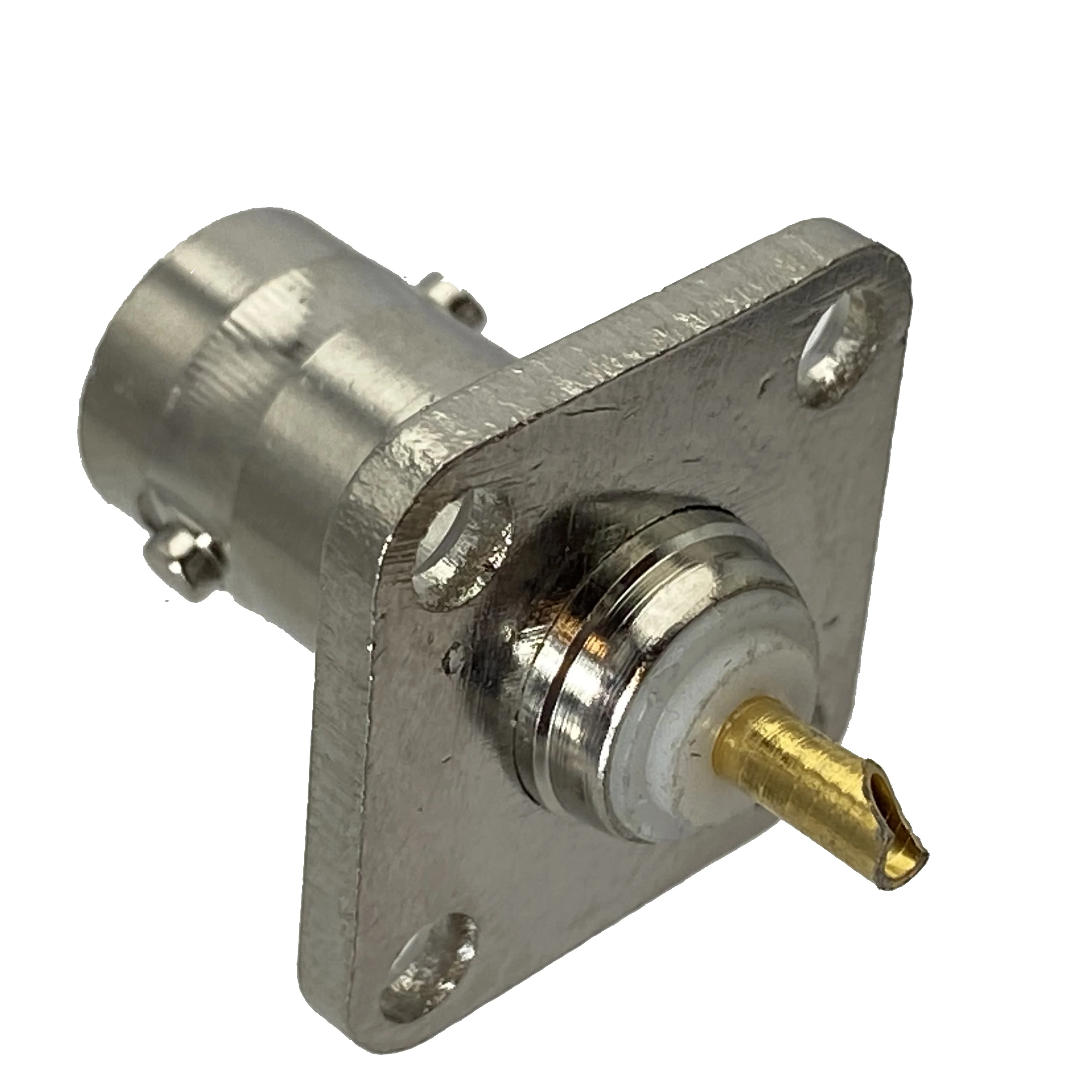 10pcs conector bnc femea jack 4 flange furos 01