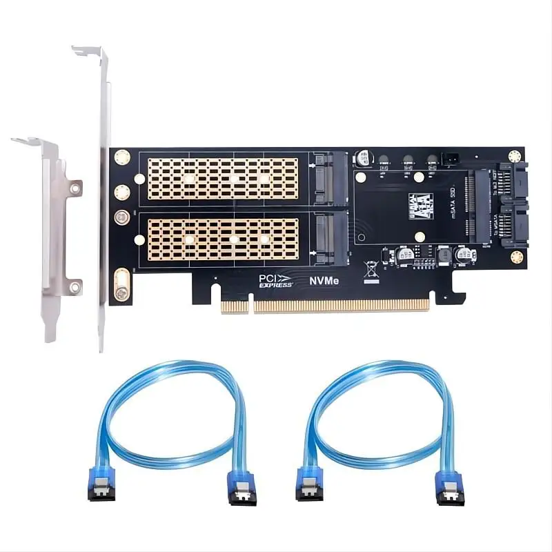 

Zihan Array card PCI Express PCI-E 3.0 & Dual SATA to NGFF NVME MSATA M-Key B/M-key SSD Expansion Card Adapter 3in1