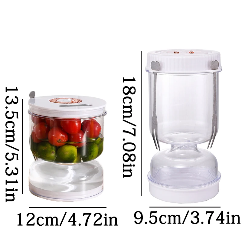 Tarro de pepinillos con tapas, colador de aceitunas, jarra de reloj de arena, almacenamiento de alimentos, contenedor Kimchi, tarro de pepinillos de separación húmeda y seca para el hogar