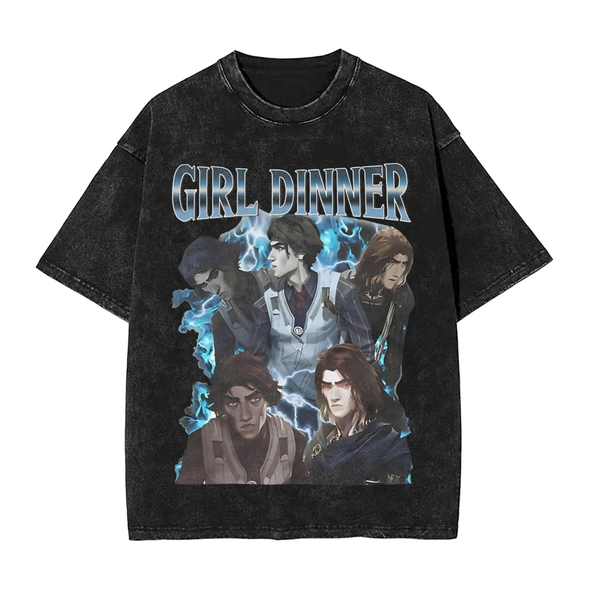 Arcane-Themed Men's Washed Novelty Tee - Short Sleeve Crew Neck 100% Cotton Shirt