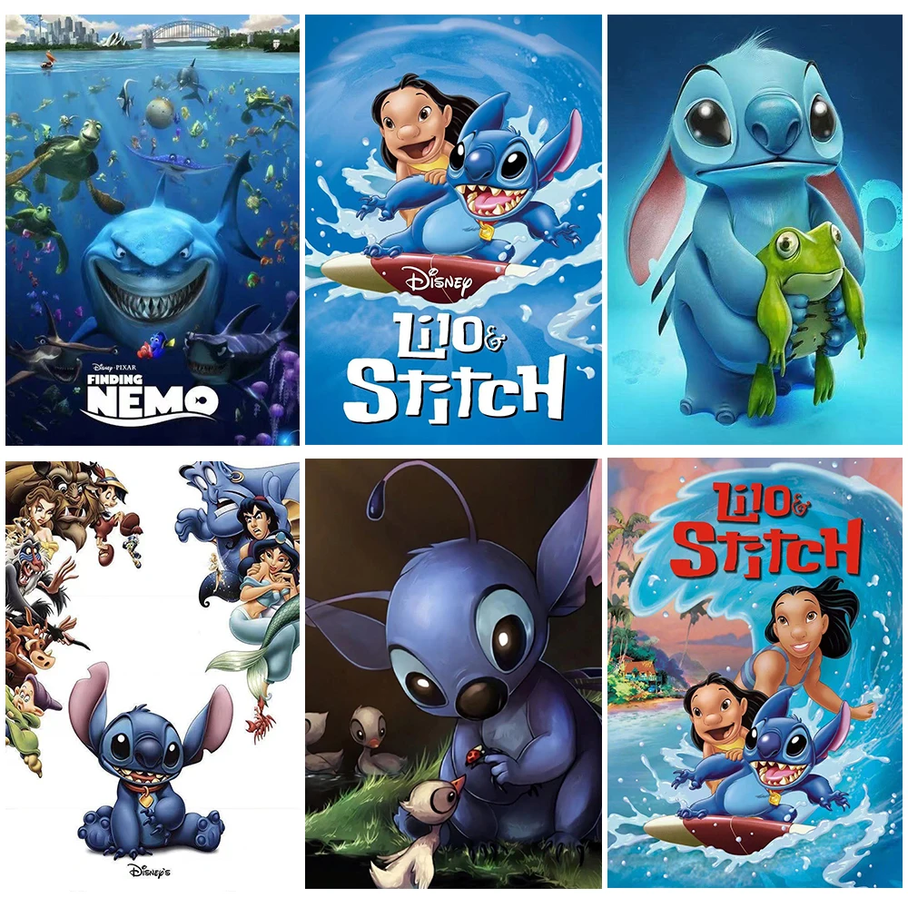 

Настенная Картина на холсте, плакаты, мультяшный персонаж Диснея, «стежок», акварельный принт для комнаты, гостиной, домашние картины, украшение