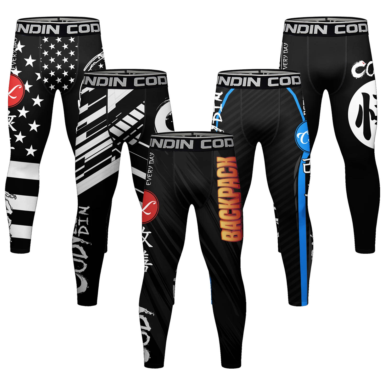 Cody Lundin Waistband Men's Running Leggings Sportswear Quick Dry Gym Fitness Workout Training Jogging Sports Pants Tights 5