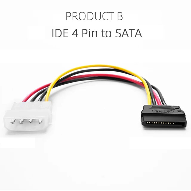 IDE Molex 4 Pin to SATA 2 Serial HDD Power Adapter Cable Hard Drive ...