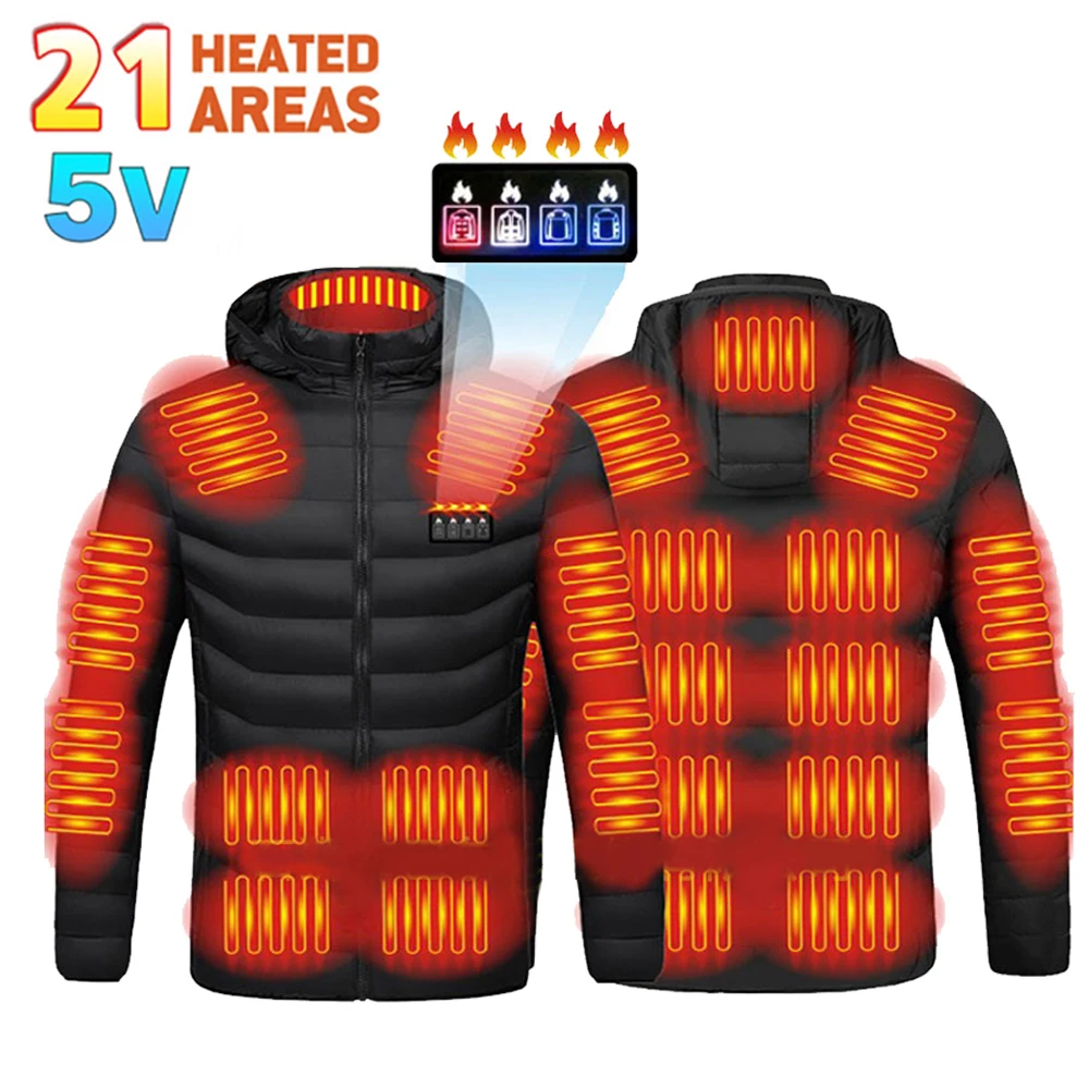 Winter Heated Jacket Women's Warm Jacket USB Heater Men's Autumn Heating Jacket Heated Vests Coat Hunting Hiking Camping