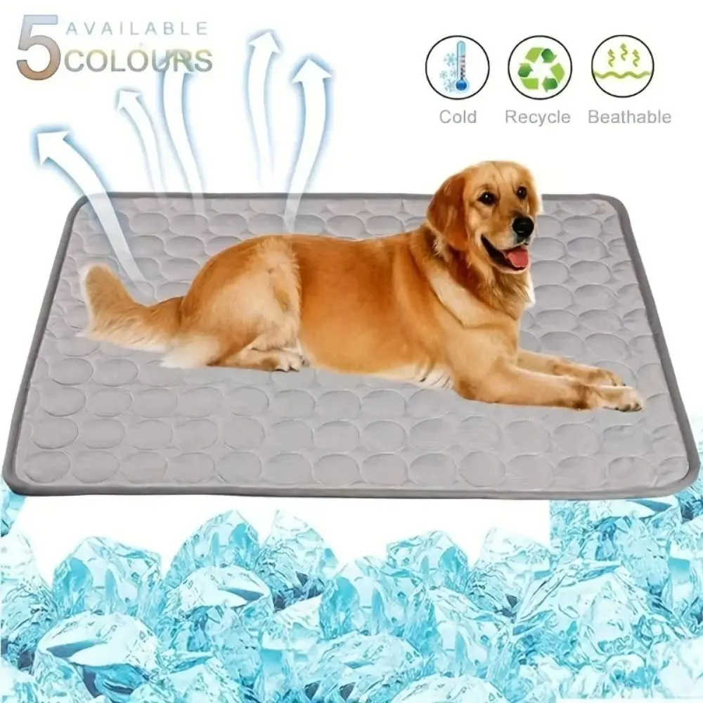 Pet Cooling Mat For Dogs Ice Silk Breathable Washable Dog Bed_voghion.com