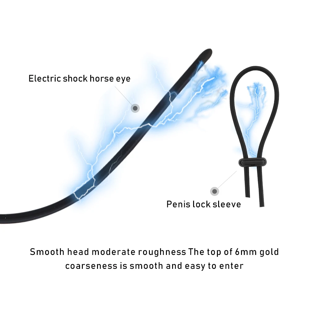 SM Electro Stimulation Horse Eye Stick Urethral Sounding Plug E-Stim Prostate Massage Electric Penis Ring For Men Masturbate Toy - 5
