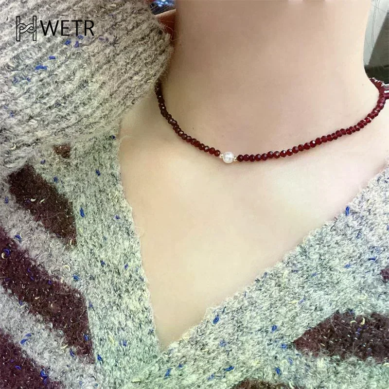 1/3 Stück modische rote schwarze Kristallglasperlen-Halskette mit einzigartigem Design und luxuriösem Gefühl für Schlüsselbeinschmuck