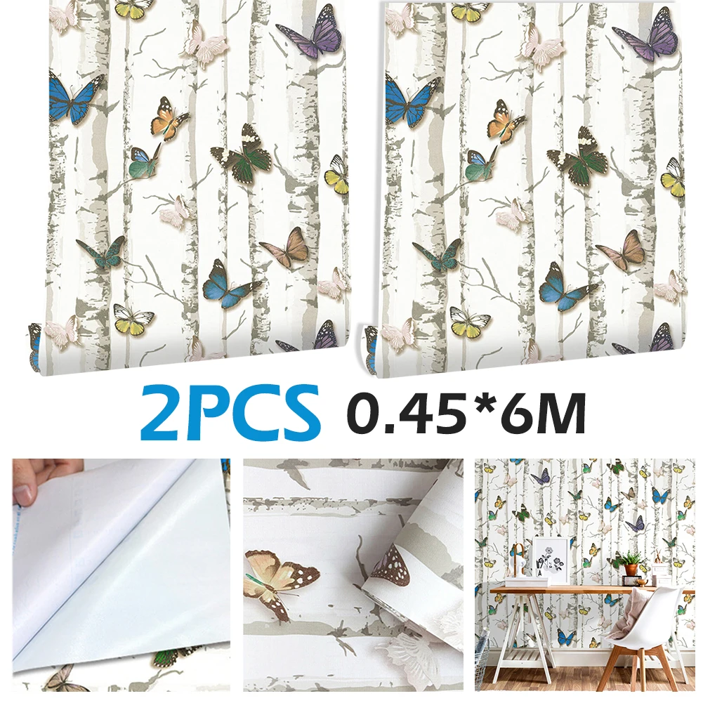 

2pcs Roll Wallpaper Contact Paper Decorative Self Adhesive For Kids Room Bedroom Home Wall Sticker Decor