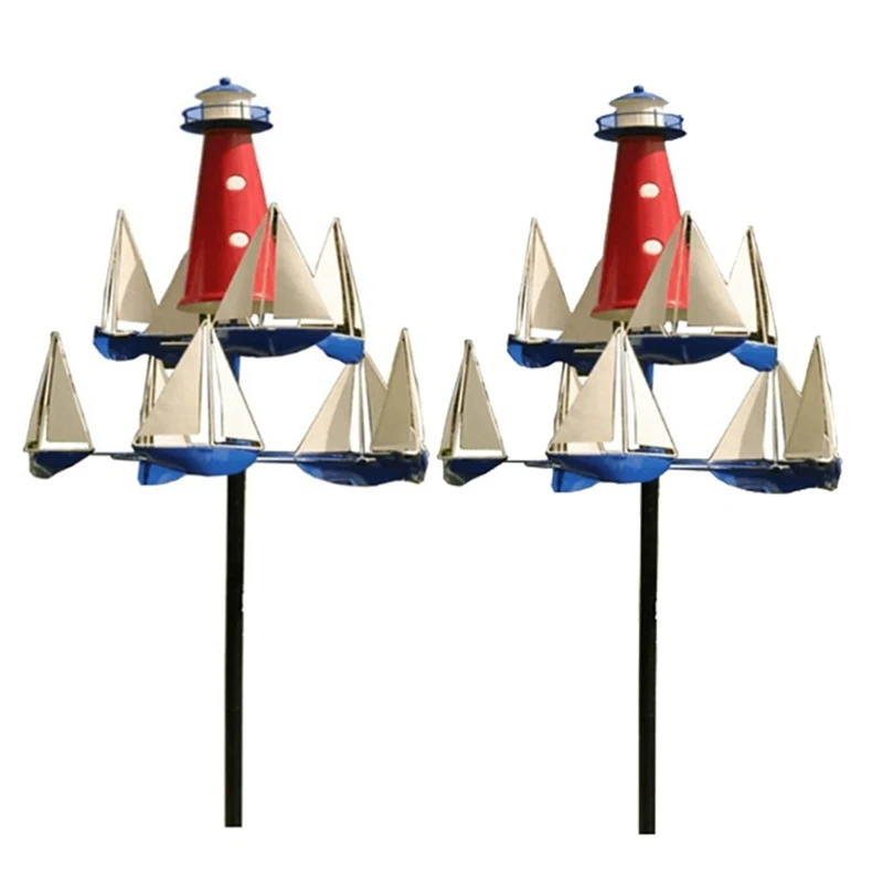 

Sailboat Windmill Ornament Iron Outdoor Garden Decoration Stakes Windmill Sailboat 85X30cm