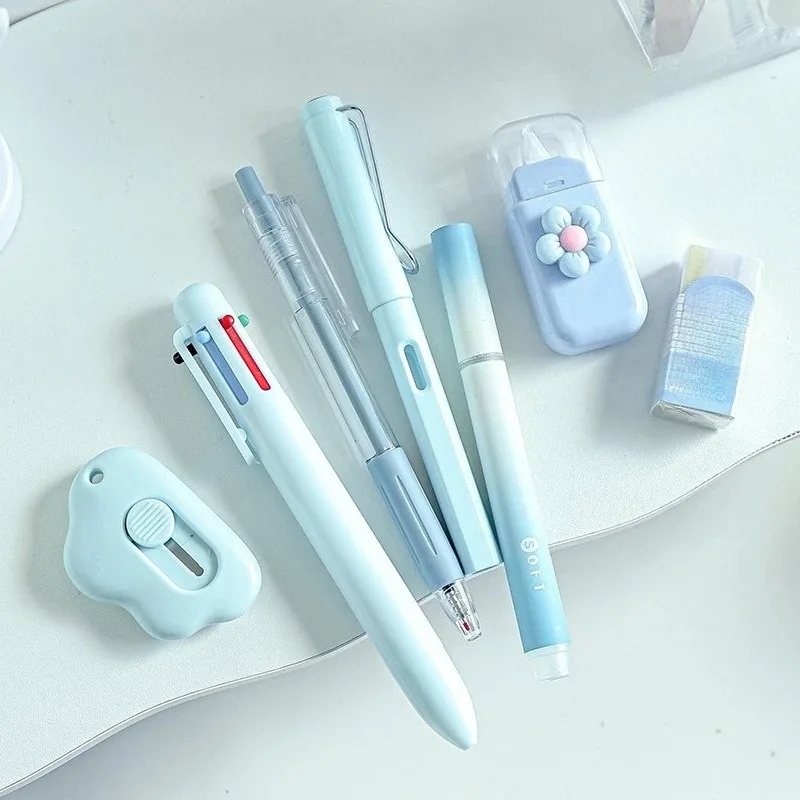 7pcs/set Cream Color Cute Stationery Set Office Supplies School Student Gift Kawaii Writing Supplies - 4