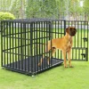 XXL Large Heavy Duty Dog Crate Strong Pet Cage Tear Resistant Square Tube Metal Kennel Playpen with Lockable Wheels and Tray 1