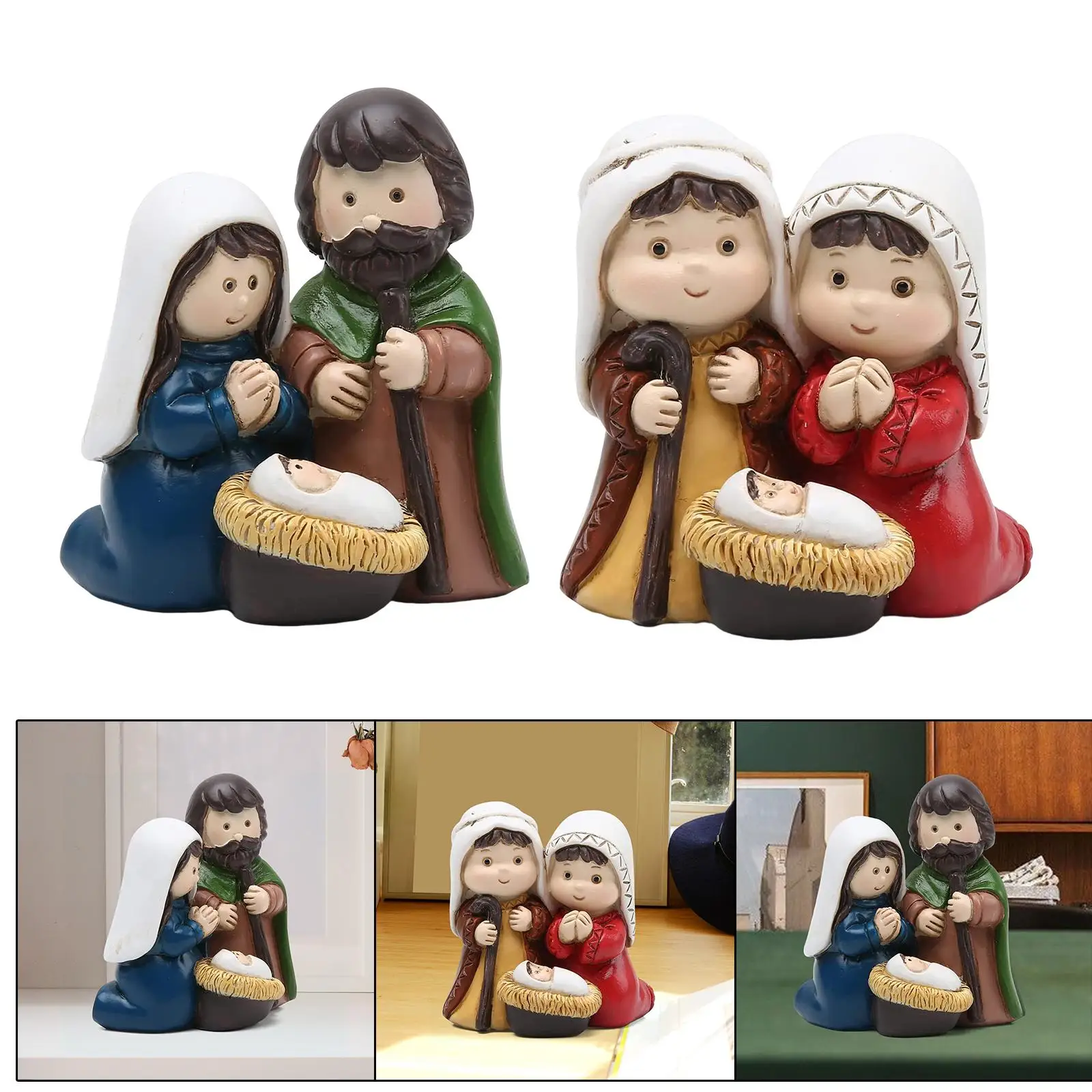 Holy Family Nativity Figurine Art Decoration Jesus Statue Sculpture Christmas Family Jesus Resin Statue Home Desktop Decor
