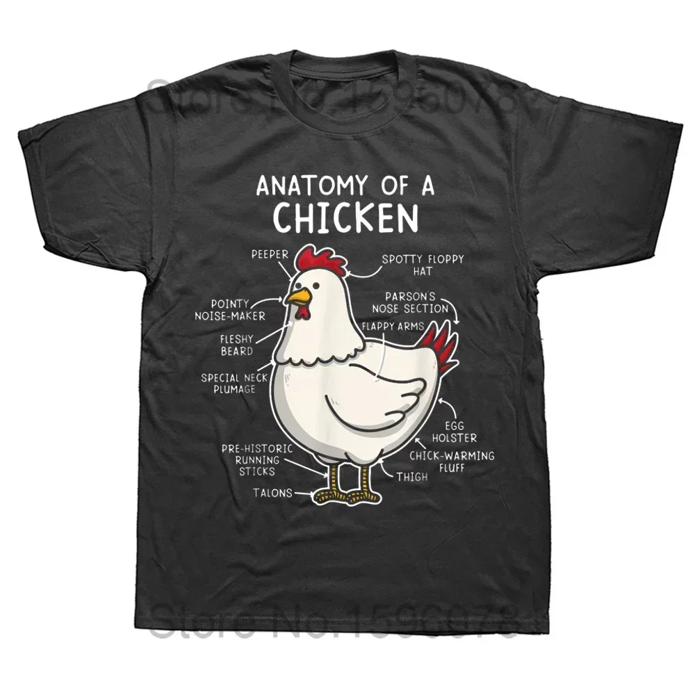 Maglietta divertente con anatomia di una fattoria di polli, grafica in cotone, streetwear, manica corta, regali di compleanno, maglietta stile estivo da uomo_voghion.com