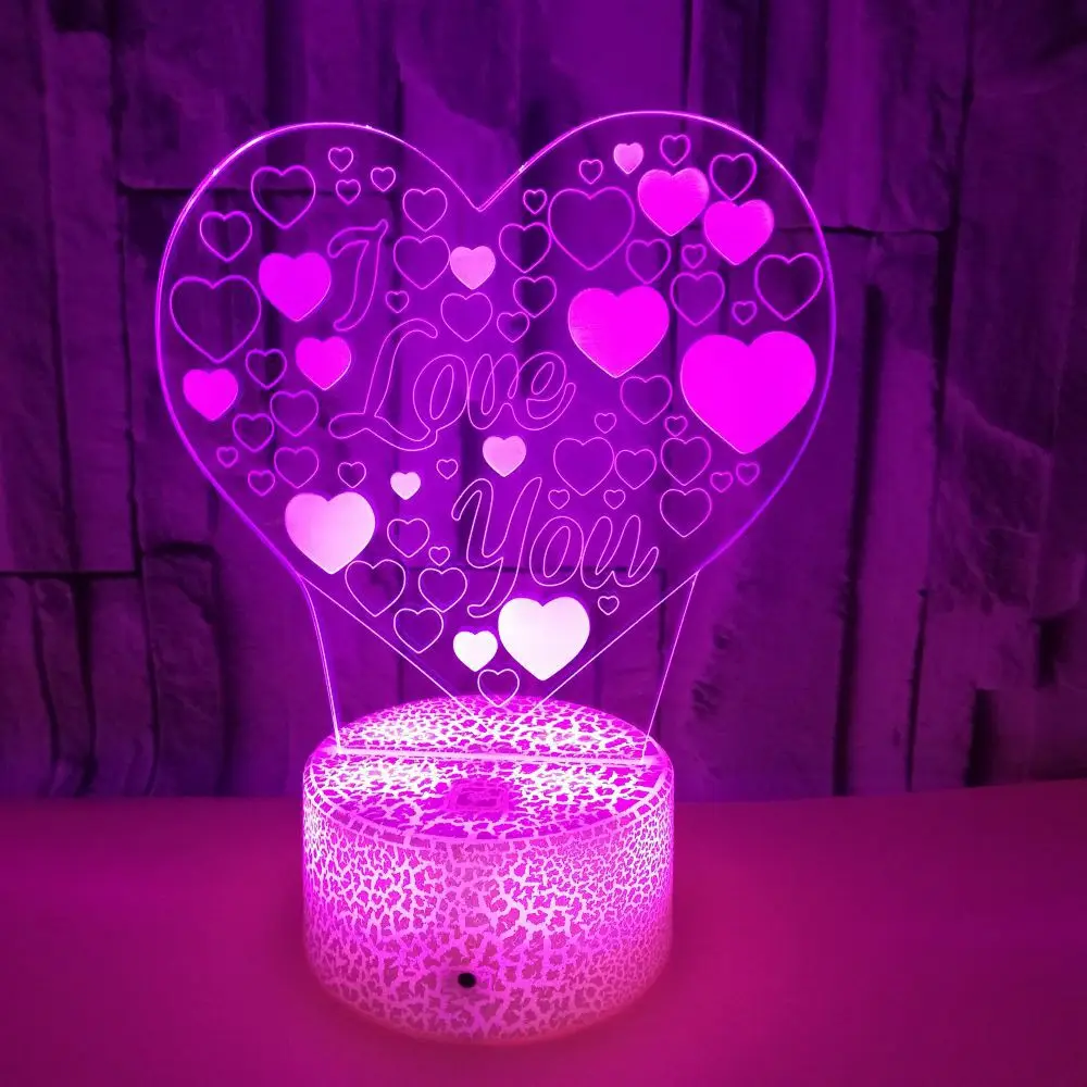 

Nighdn Valentine's Day Love 3D Night Light Colorful Touch LED Visual Nightlight Gift Atmosphere Bedside Table Lamp Bedroom Decor