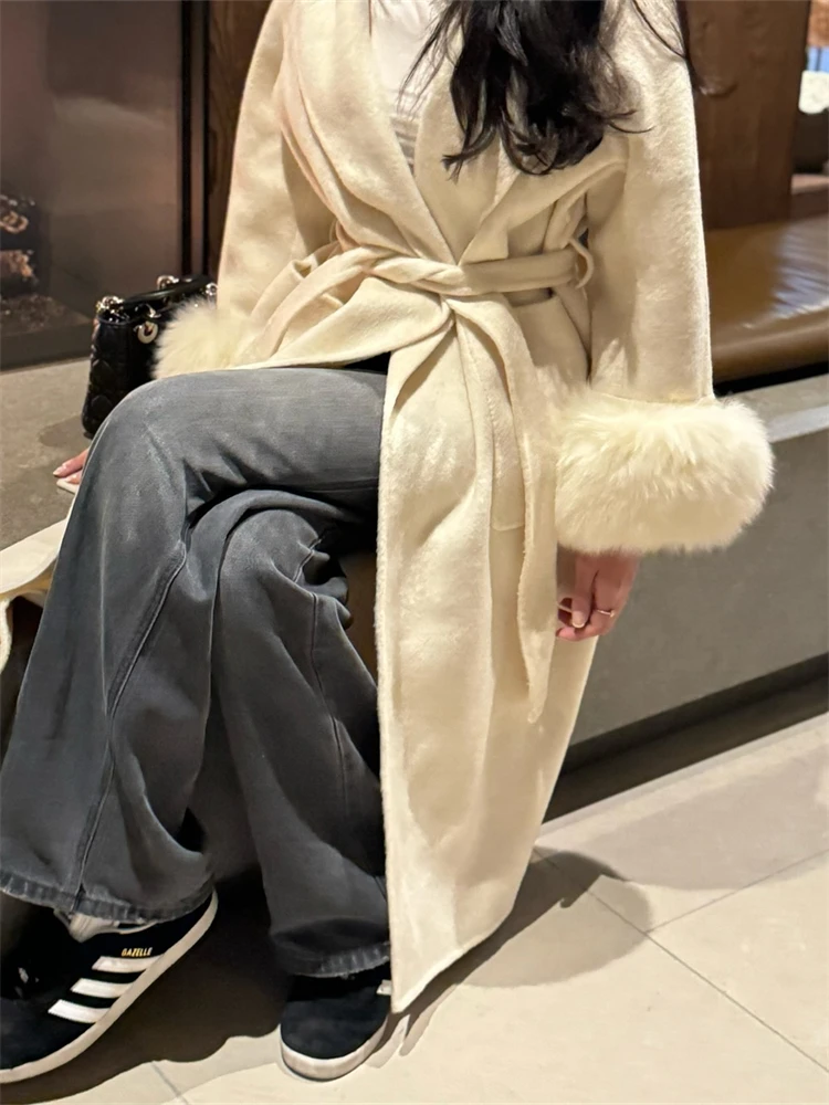 Übergroßer Teddy-Mantel für Damen, lange Plüsch-Kunstpelzjacke, gemütlich, warm, Winter-Maxi-Oberbekleidung, 2025, elegantes Streetwear-Mode-Outfit – Detail 2