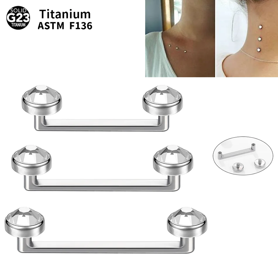 1/5PCS Titanium Zircon Micro Dermal Anchor Surfcae Barbell Piercings Internal Thread Staple Skin Diver Piercings Body Jewelry