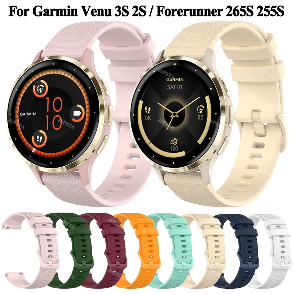 

Ремешок для часов 18 мм 20 мм, для Garmin CAME 3s 2s Benz Sq 2 Music Vivomove Style HR Forerunner 255s 265s силиконовый ремешок-браслет
