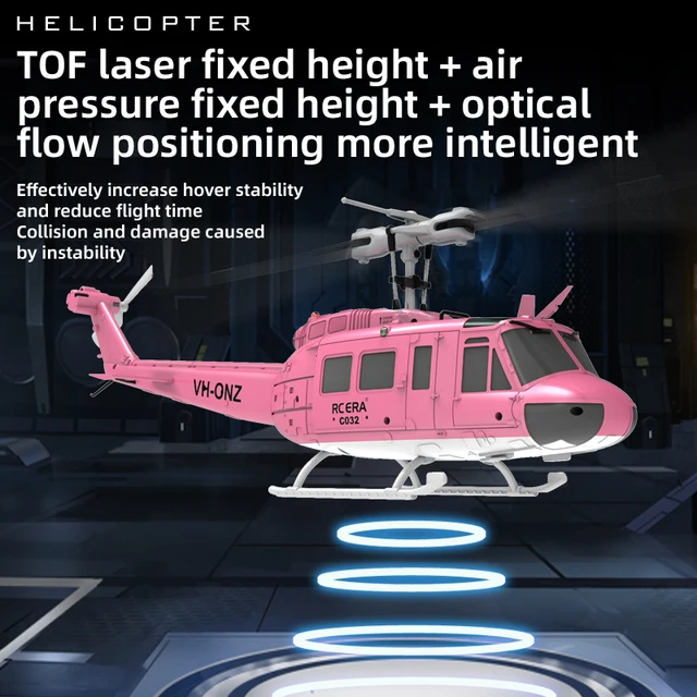 C032 UH-1 brushless RTF RC Helicopter 6-axis Gyroscope One Click 3D Flip Optical flow positioning UH1 helicopter model Hobby Toy 6