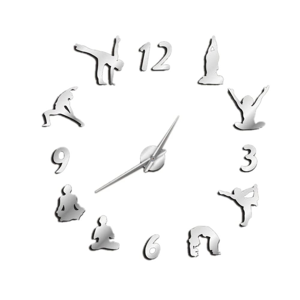 

Большие настенные часы для йоги, настенные часы "сделай сам" для гостиной с эффектом освещения, настенные часы для медитации, дзен, украшение для дома, часы без рамки