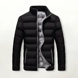 Men Cotton Jacket Stylish Men's Cotton Jacket with Contrast Color Warm Long Sleeves Stand Collar for Autumn Winter Outwear Warm