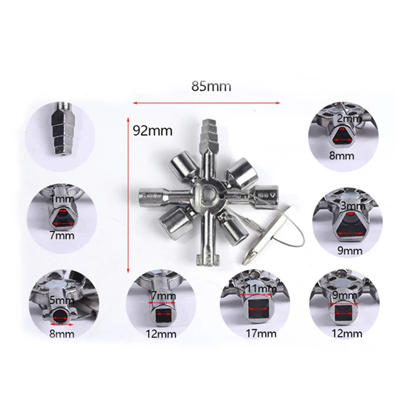 best low angle block plane 10 in 1 Multi-Function Key Wrench Universal Cross Key for Train Electrical Elevator Cabinet Valve Alloy Triangle Square Tool bench dog router plane Hand Tools