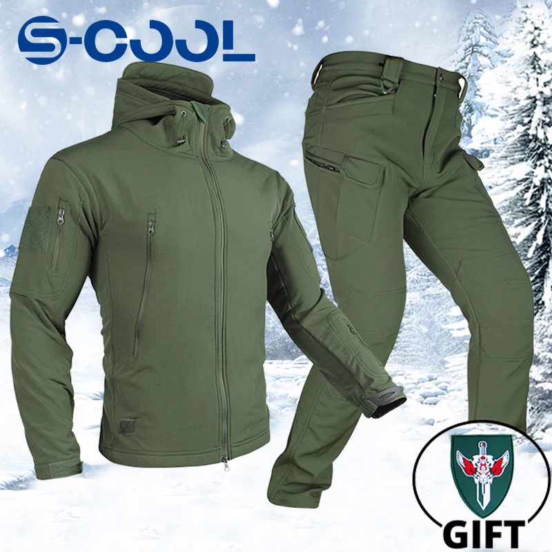Winter Military Tactical Suit Men Jacket Hunting Suit Set Outdoor Fishing  Waterproof Warm Hiking Tracksuits Set Jacket Pants
