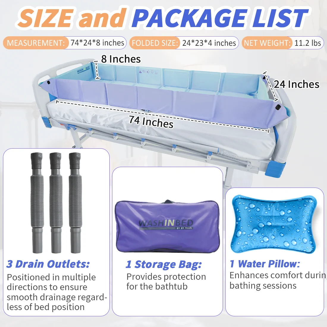 Ehucon-bañera plegable para discapacitados, sistema de lavado portátil en  la cama, colchón de ducha para pacientes, para personas mayores, compañeras  en cama, limpios - AliExpress, image size:1100x1100