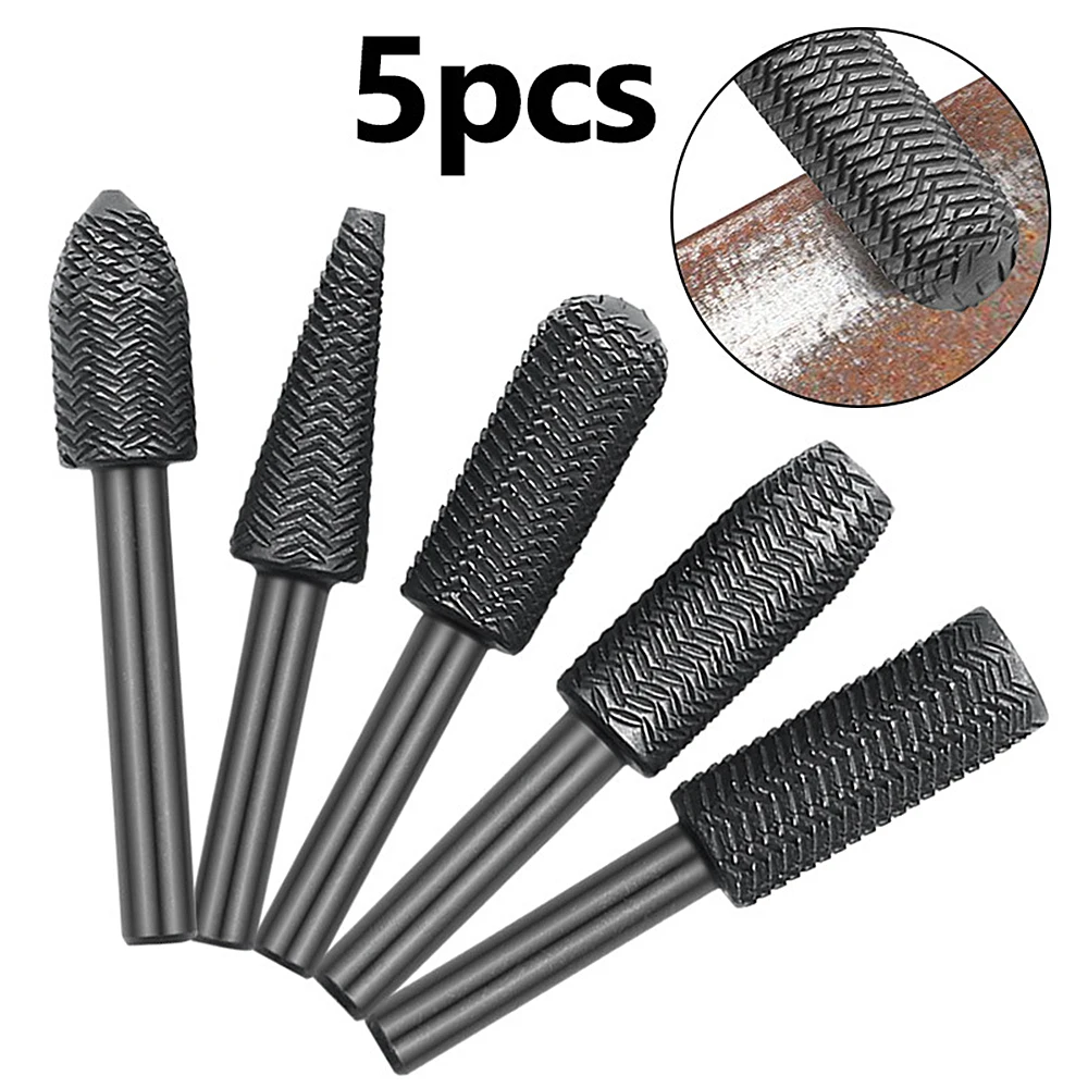 5Pcs Rotary Raspel Datei Set Stahl Datei 6mm Schaft Carving Bit Doppel Cutter Rotary Datei Super Harte für Metall Holz Schleifen – Detail 7