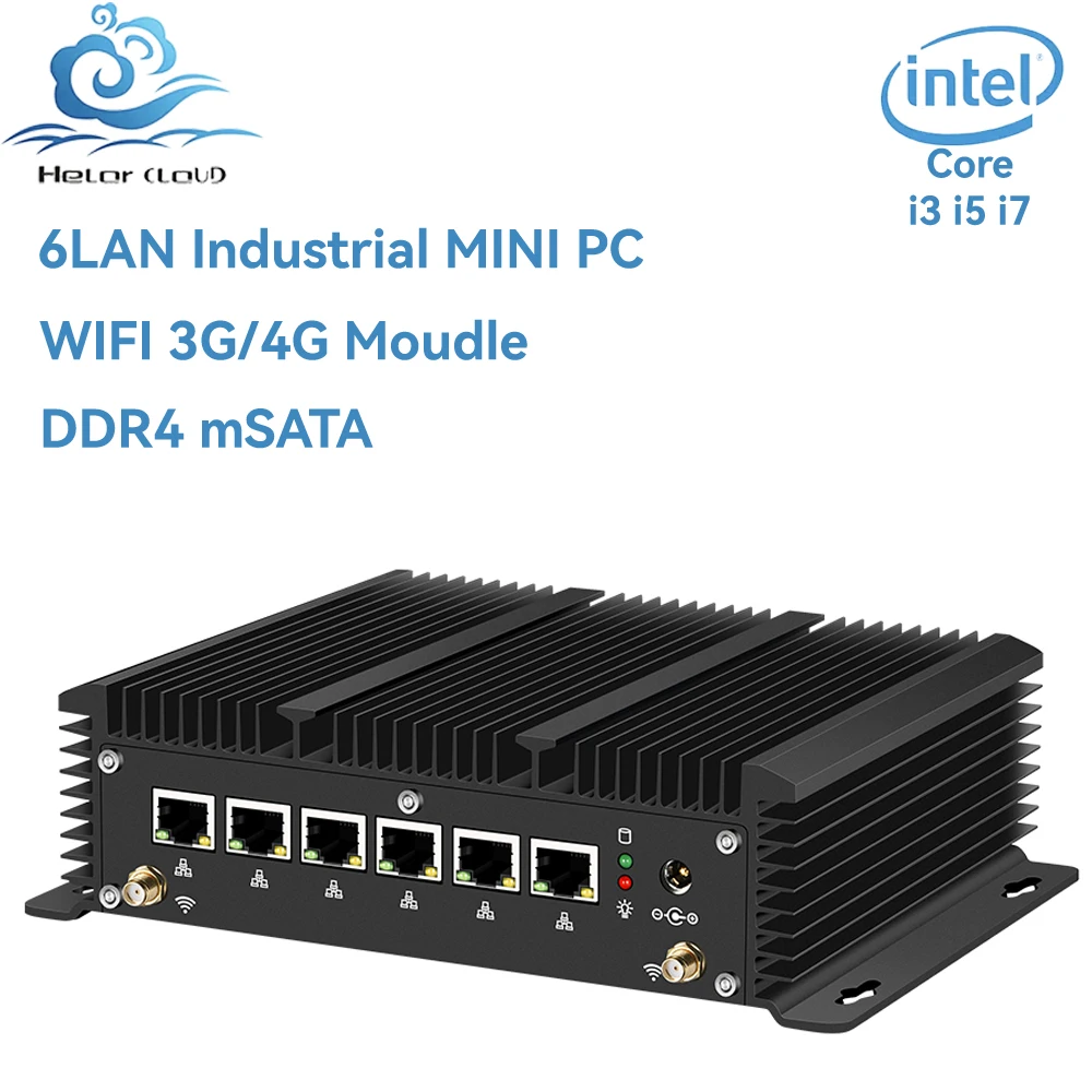 Helorpc 6Lan Industrial Mini Pc Supporto Inter Muslimb Opzionale Win7/8/10 Sistema Linux Firewall Pfense Pxe Computer Desktop