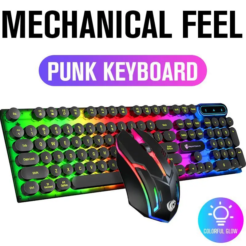 New Gamer Keyboard And Mouse PC Gaming RGB Backlit Rubber Keycaps Wired |