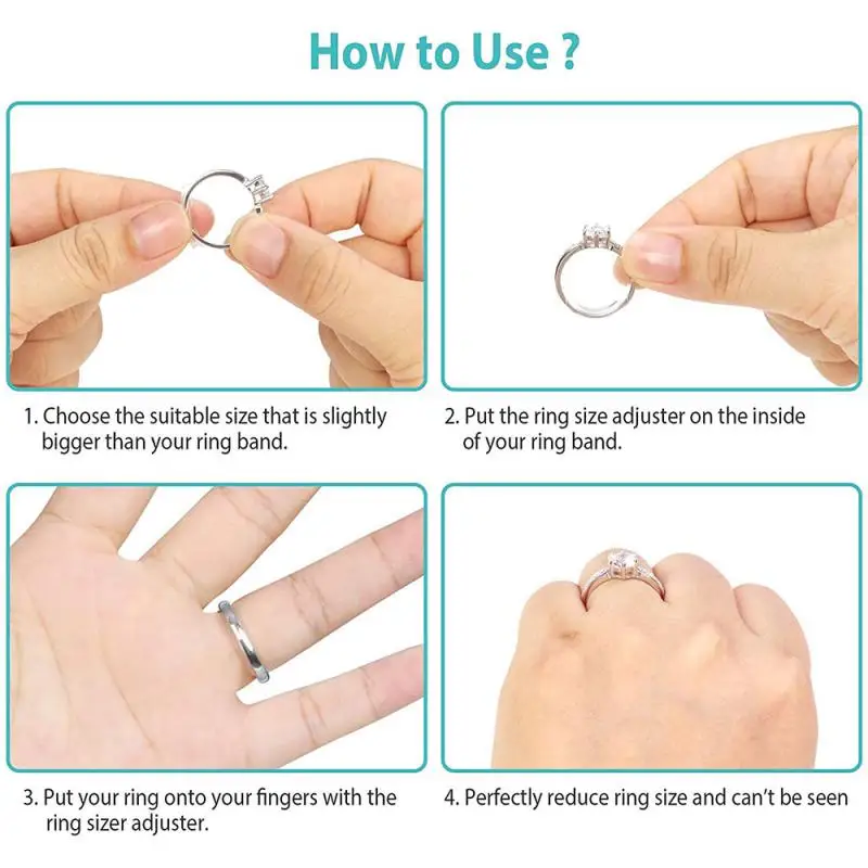8pcs Silicone Invisible Clear Ring Size Adjuster Resizer For Loose Rings  Guard Tightener Resizing Jewelry Tools