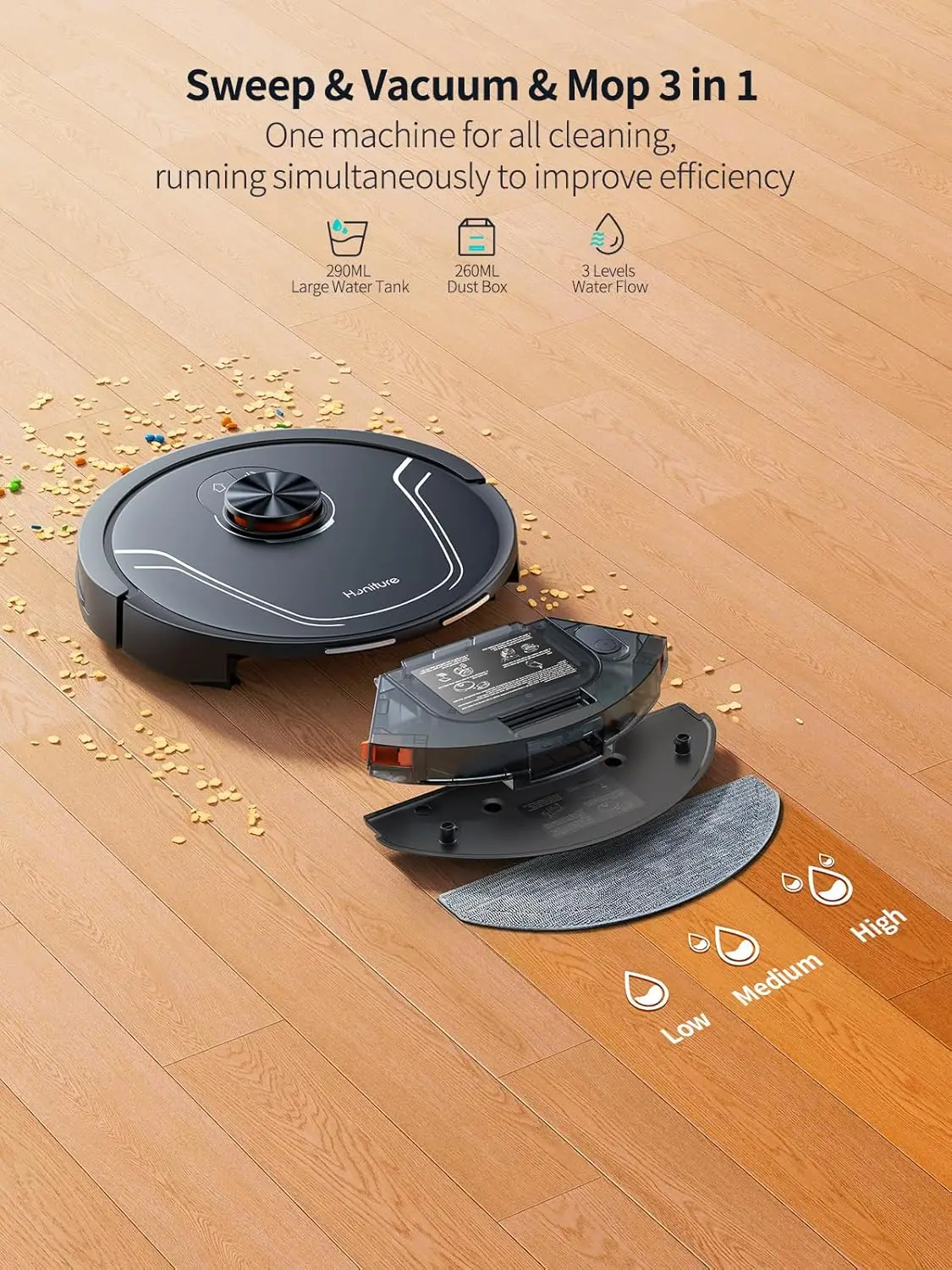 Robot Vacuum and Mop Combo,V8 Pro Robot Vacuum Cleaner with 5000Pa Max Suction,Laser Navigator Robotic Vacuums with 180