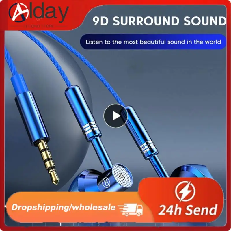 

Portable Sport Earphones 9d Surround Sound Corded Headset With Microphone Wired Earphones For Wired Earbuds 3.5mm In-ear