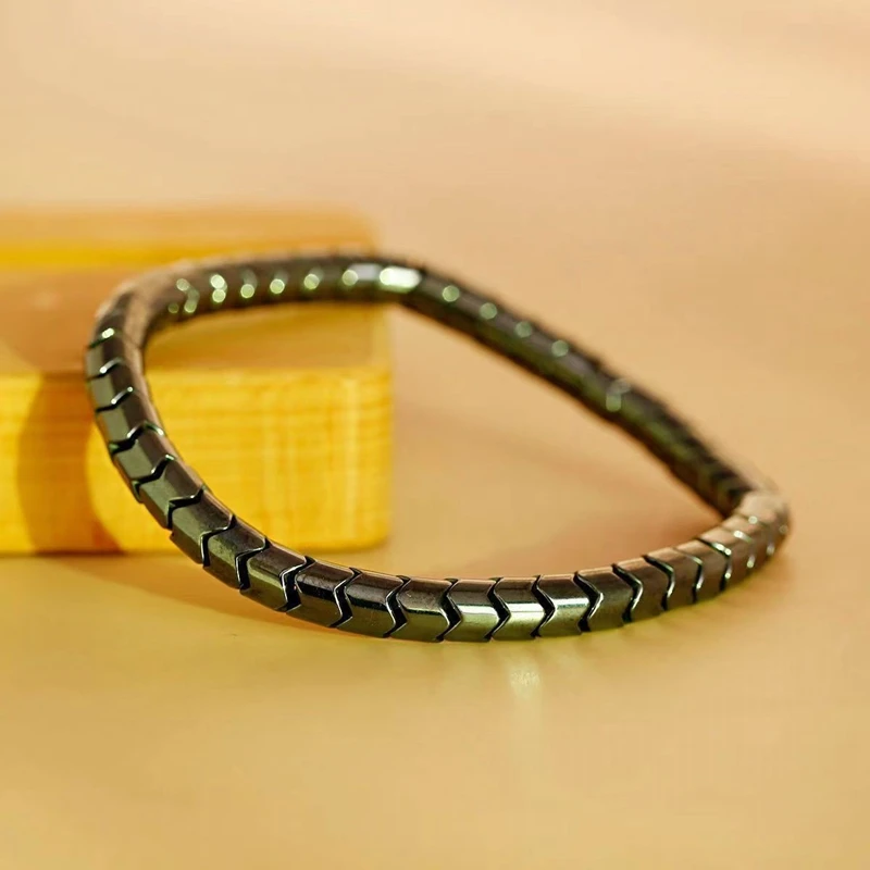 Hematite Arrow Shape Stone Beads Bracelets Weight Loss Magnetic Therapy Bangle for Women Men Fashion Health Care Unisex Jewelry