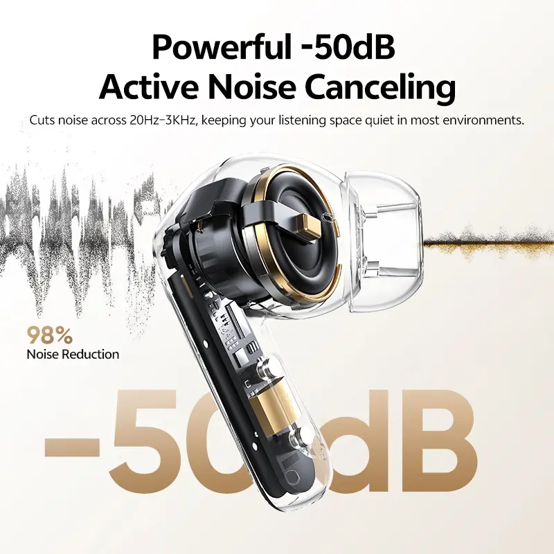 QCY Melobuds N20 HT20 Adaptive Hybrid Noise Cancelling -50dB Wireless  Bluetooth 6.0 Earbud 13mm Drivers 6 Mics HD Call Earphone - Image 2