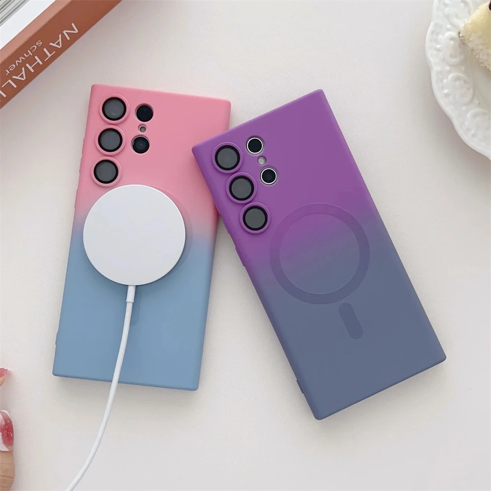 Magnetic Wireless Charge Gradient Silicone Case with Magsafe Compatibility