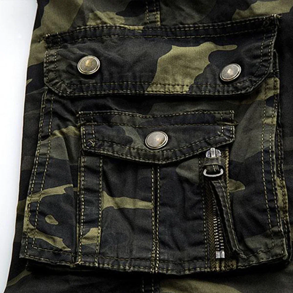 Vintage Cargo Shorts Men Fashion Camouflage Army Green Short Pant Homme Outwear Hip Hop Casual Cargo Shorts Bermuda Masculina