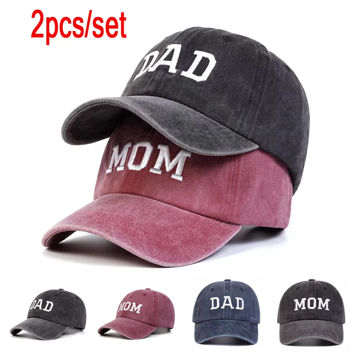 Baseball Caps Unisex DAD MOM Letter Embroidery Wash Spring Autumn Outdoor Adjustable Casual Sunscreen