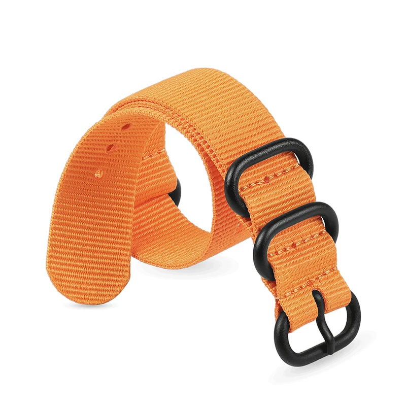 Elegant Black Nylon Woven Watch Strap with Fine Steel Buckle