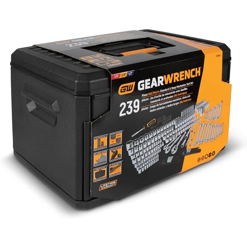 GEARWRENCH 80966 243 Pc. 6 Pt. Mechanics Hand Tool Set in 3 Drawer Storage Box USA