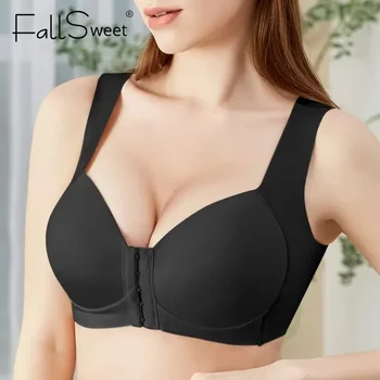 FallSweet Front Button Bra for Women Large Size Brassiere Seamless Push Up Bras Sexy Underwear Mother's Bras Female Lingerie 1