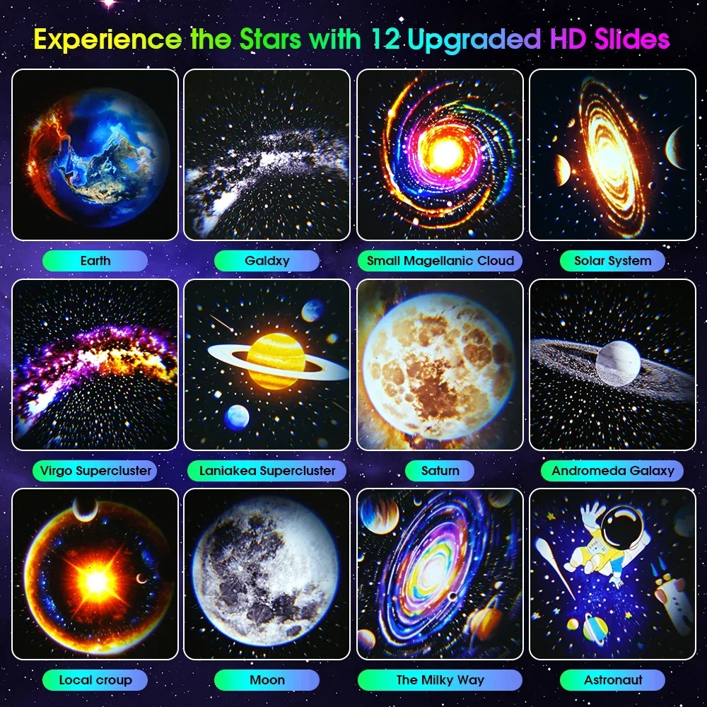 Astronaut Starry Sky Projector with 12 Films Night Light Star Projector LED Astronaut Lamp Galaxy Projector for Bedroom Playroom