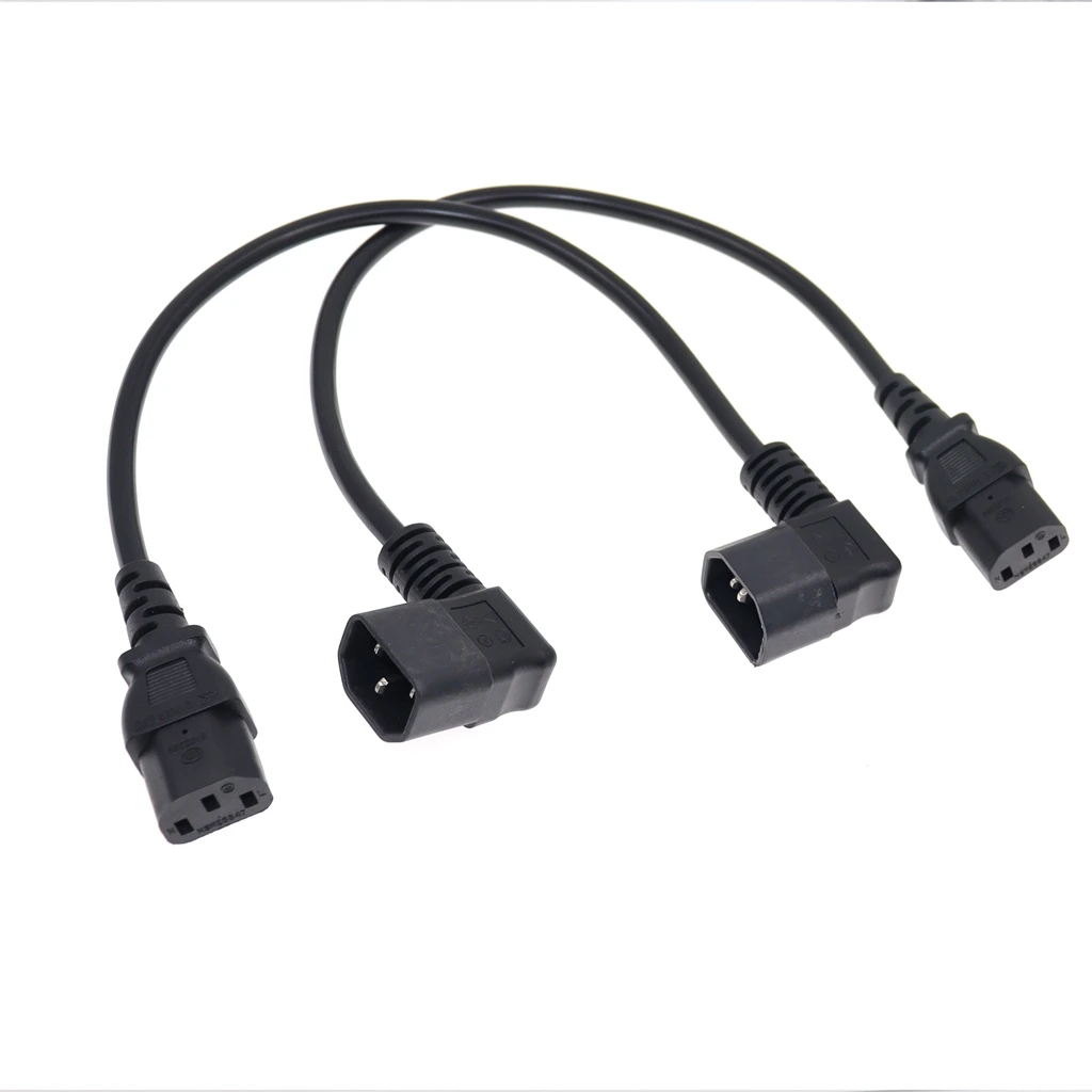 IEC 320 C14 앵글형 남성-여성 케이블, 90도 C14-C13 전원 연장 케이블 (PDU UPS용), H05VV-F VDE AC 코드